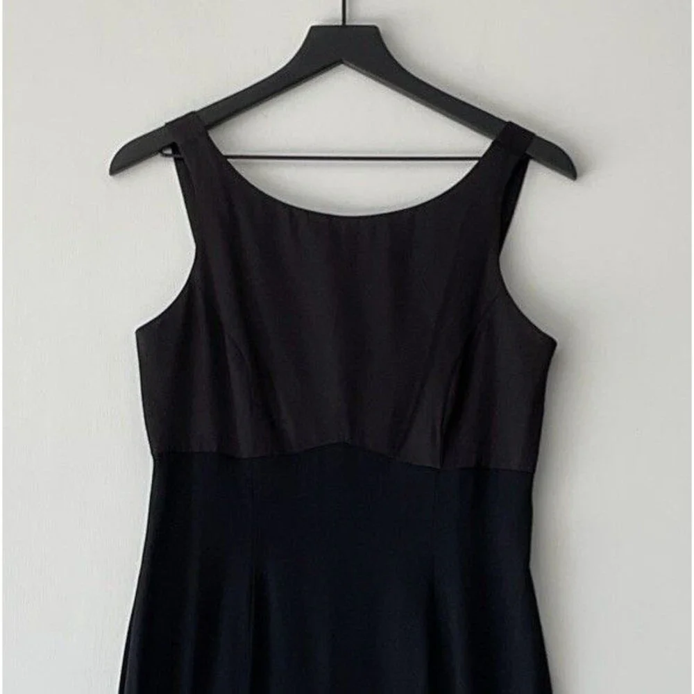 Vtg Late Edition Babydoll Maxi Dress Size 6 Black Satin Grunge USA 90s Y2K